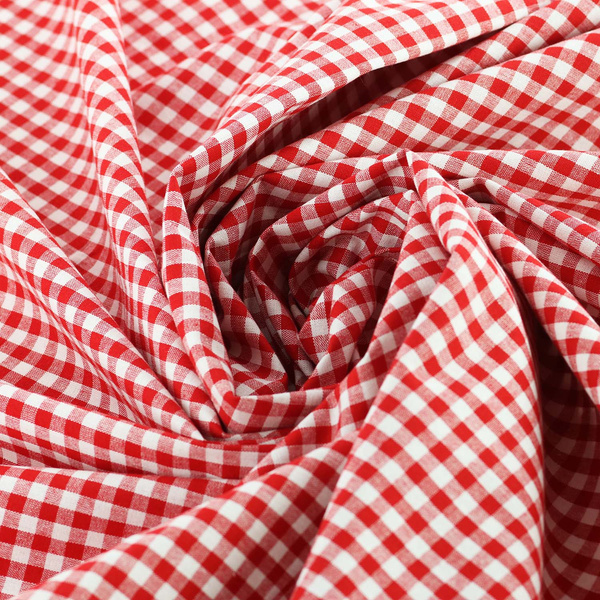 Obrus Obszywany Lniany Mała Czerwona Krata 