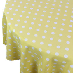 Obrus Plamoodporny Druk Kropki Żółty Okrągły