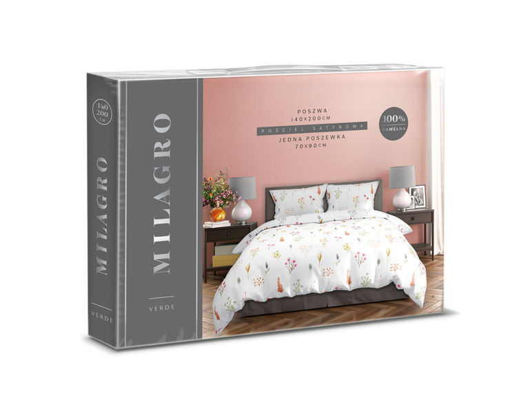 Komplet Pościeli Satyna Bawełniana 140x200+70x90 Milagro Verde 022