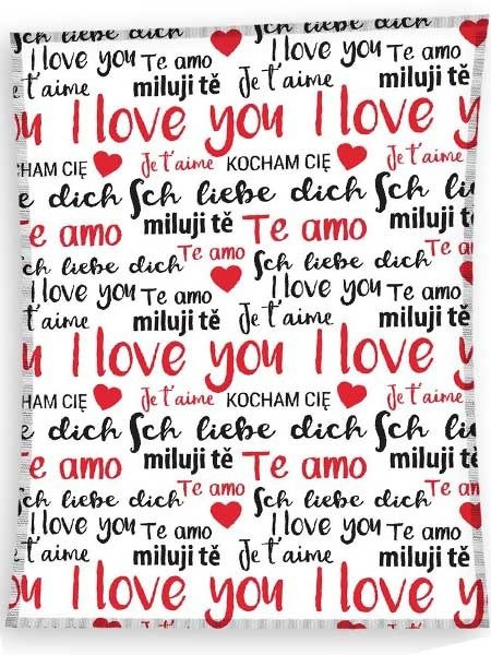 Koc Polarowy I Love You Kocham Cię 130x170 cm