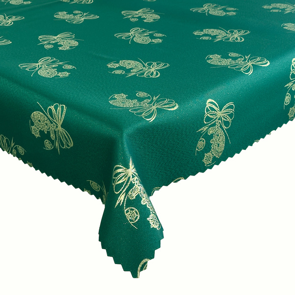 Dwustronny Obrus Plamoodporny Świąteczny Zielona Bombka
