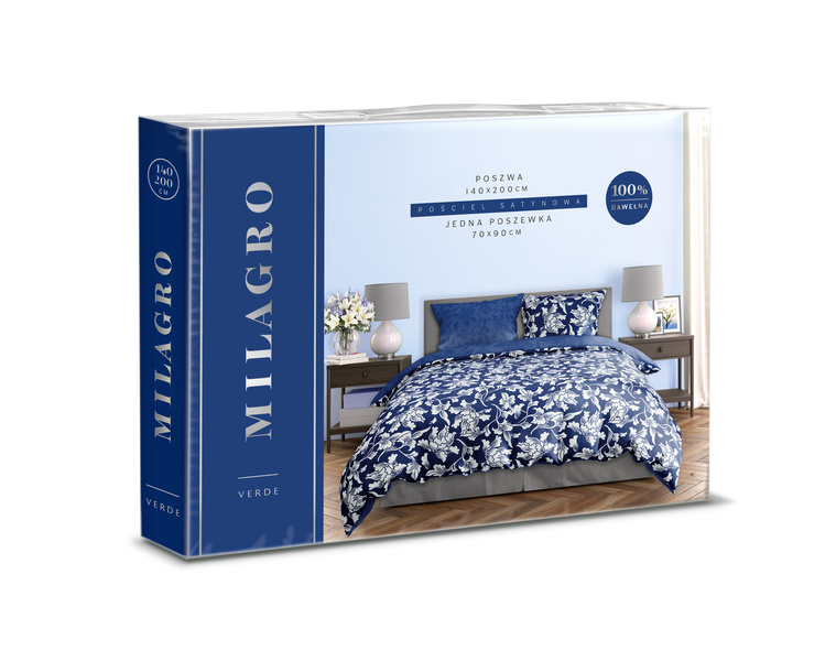 Komplet Pościeli Satyna Bawełniana 140x200+70x90 Milagro Verde 026