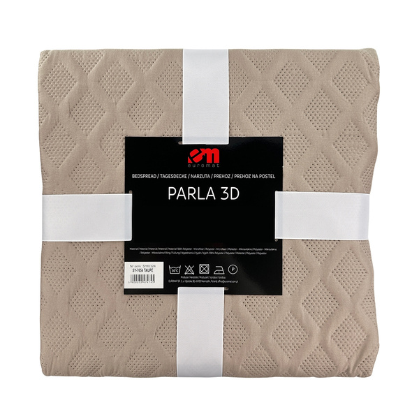 Dwustronna Narzuta Parla 3D Taupe Beżowy 220x240 Bez Poszewek