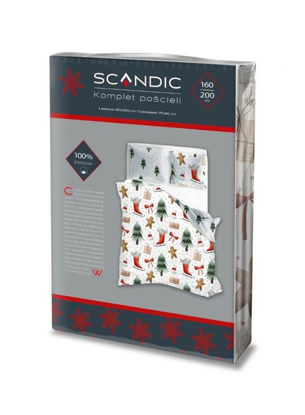 Komplet Pościeli 160x200+ 2x70x80 Scandic 078 Zima Pierniczki