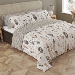 Komplet Pościeli Satyna Bawełniana 220x200+ 2x70x80 Boho 007 Piórka