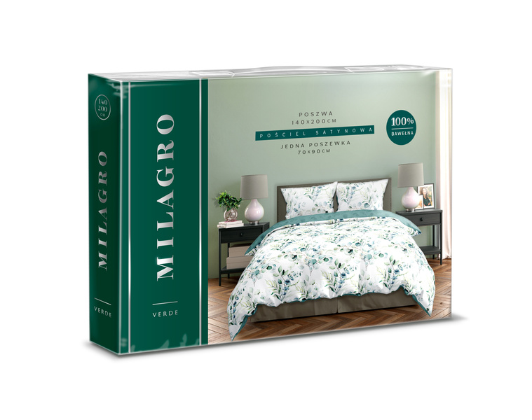 Komplet Pościeli Satyna Bawełniana 140x200+70x90 Milagro Verde 006