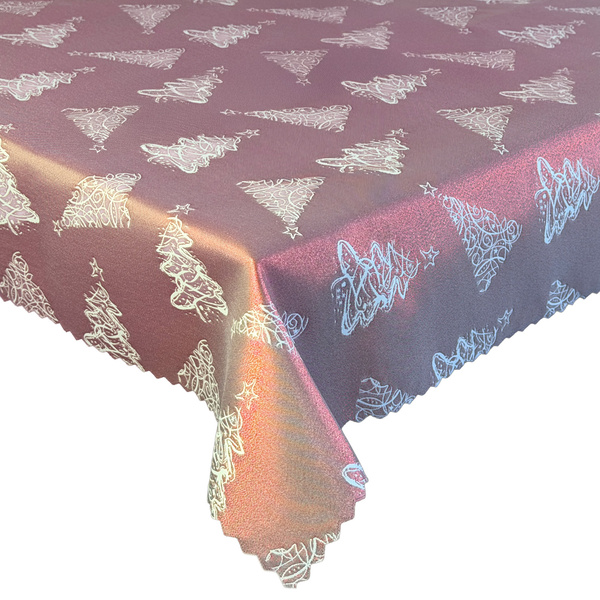 Dwustronny Obrus Plamoodporny Świąteczny Boże Narodzenie Choinka Bordo Z-3401