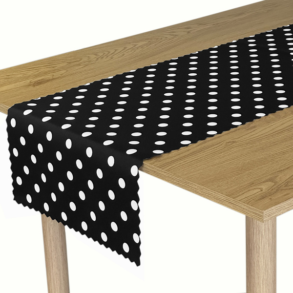 Bieżnik Plamoodporny Druk Kropki Czarny