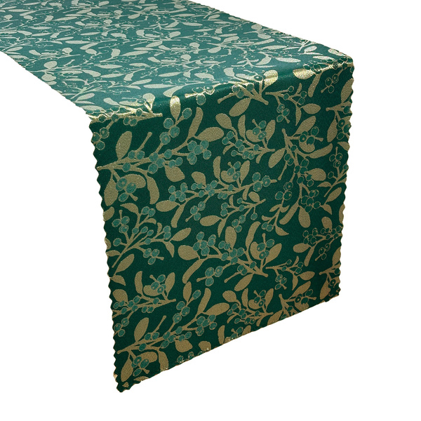 Dwustronne Bieżniki Plamoodporne Świąteczny Zielony Jemioła Z-3514