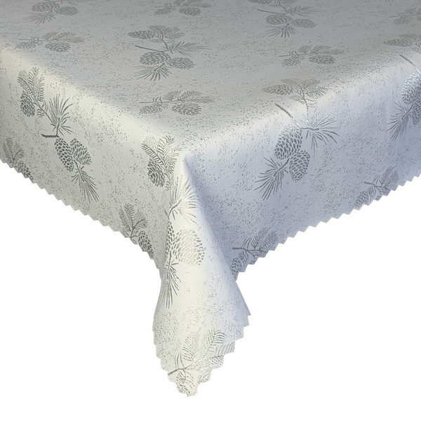 Dwustronny Obrus Plamoodporny Szyszki Srebrne