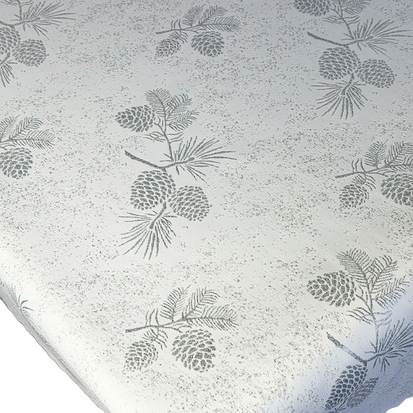 Dwustronny Obrus Plamoodporny Szyszki Srebrne