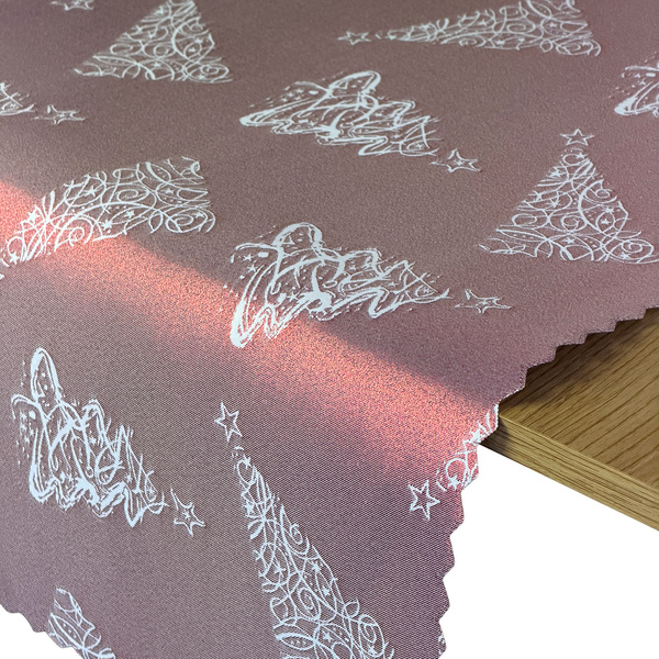 Dwustronne Bieżniki i Serwety Plamoodporne Świąteczny Boże Narodzenie Choinka Bordo Z-3401