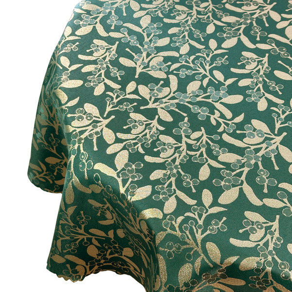 Dwustronny Obrus Plamoodporny Zielony Jemioła