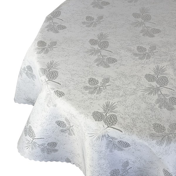 Dwustronny Obrus Plamoodporny Szyszki Srebrne