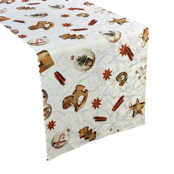 Bieżnik Plamoodporny Druk Boże Narodzenie Wooden Story Gold