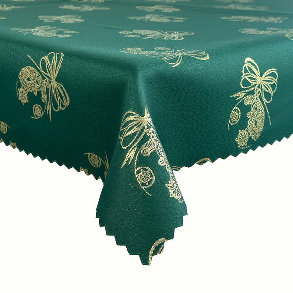 Dwustronny Obrus Plamoodporny Świąteczny Zielona Bombka