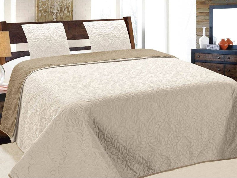 Dwustronna Narzuta Vigo II Cappuccino Ecru 35 220x240+2x40x40