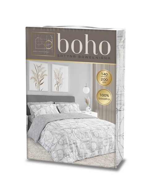 Komplet Pościeli Satyna Bawełniana 140x200+70x90 Boho 009 Litery