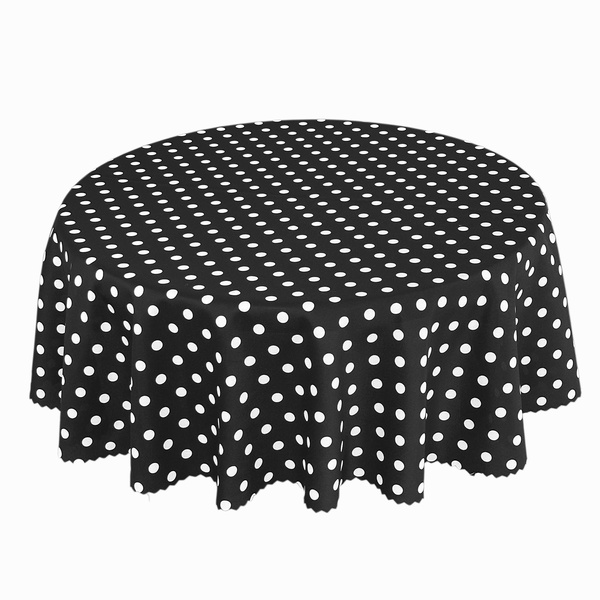 Obrus Plamoodporny Druk Kropki Czarny Okrągły
