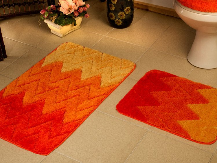 Dywaniki Łazienkowe Zig Zag Pomarańczowy 84