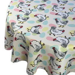 Obrus Plamoodporny Druk Wielkanoc Okrągły Kura Na Jaju