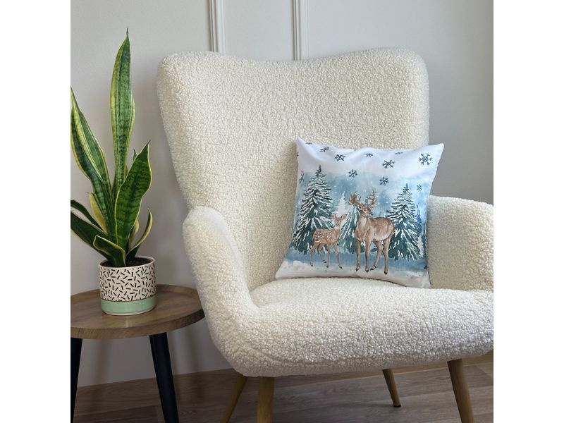 Dwustronna Dekoracyjna Poszewka Holiday Zimowa Renifer F24S207-B 40x40 cm
