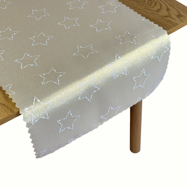 Dwustronne Bieżniki i Serwety Plamoodporne Świąteczny Złoty Biały Gwiazdy 2561