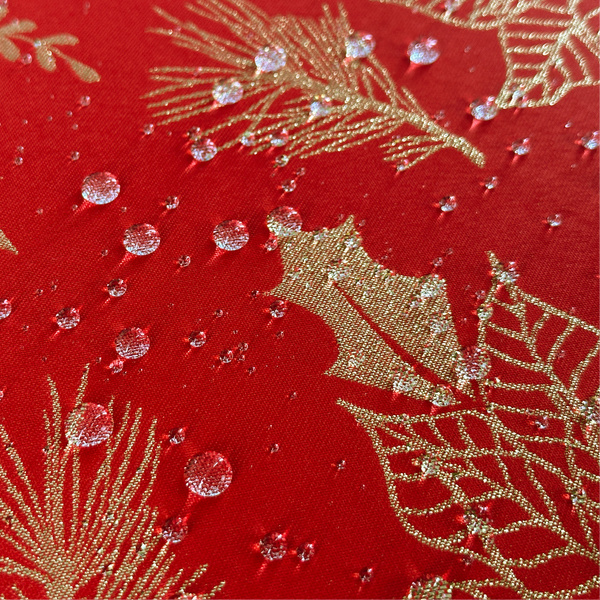 Obrus Plamoodporny Świąteczny Czerwony Złota Gwiazda Betlejemska Z-2888