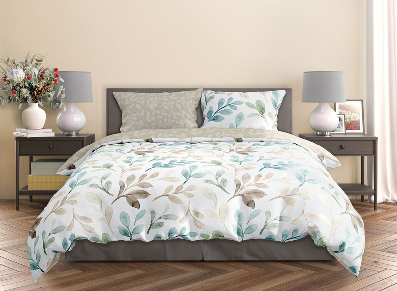 Komplet Pościeli Satyna Bawełniana 220x200+ 2x70x80 Milagro Verde 018