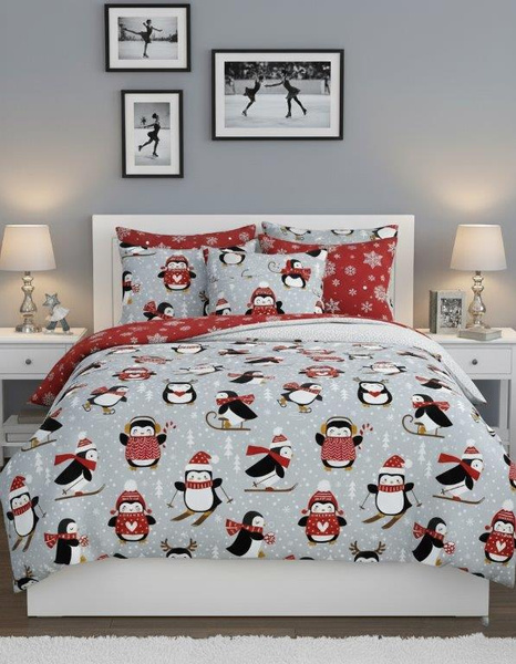 Komplet Pościeli 160x200+ 2x70x80 Scandic 076 Pingwiny