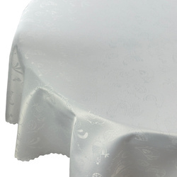 Obrus Plamoodporny Świąteczny Wielkanocny 3348 Biały Okrągły