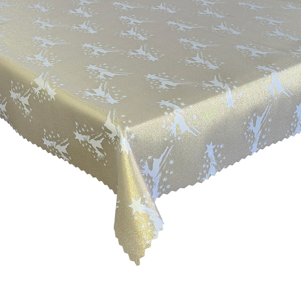 Dwustronny Obrus Plamoodporny Świąteczny Renifer Złoty