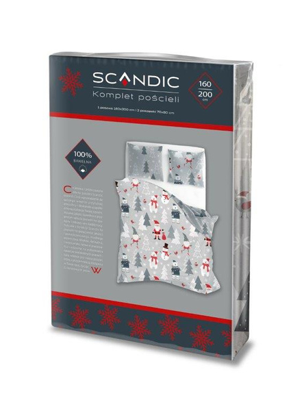 Komplet Pościeli 160x200+ 2x70x80 Scandic 079 Mikołaj Bałwan