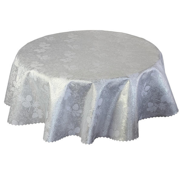 Dwustronny Obrus Plamoodporny Szyszki Srebrne
