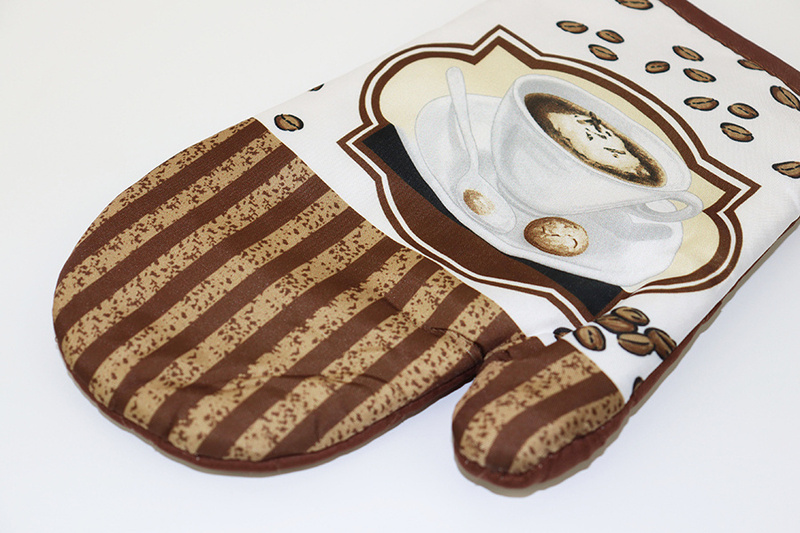 Fartuszek Kuchenny i 2 Rękawice Kuchenne Cappuccino 9578B Zestaw
