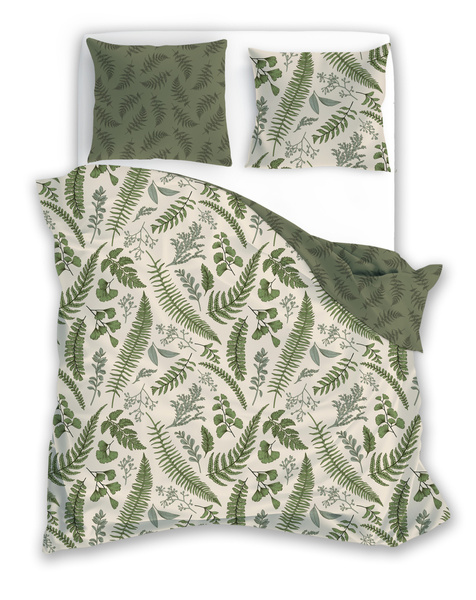 Komplet Pościeli Satyna Bawełniana 160x200+ 2x70x80 Boho 008 Liście Paproci
