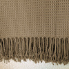 Koc Żakardowy Alta z Frędzlami Struktura Wafla Taupe Beż 200x220 cm