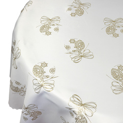 Dwustronny Obrus Plamoodporny Świąteczny Boże Narodzenie Złota Bombka Okrągły