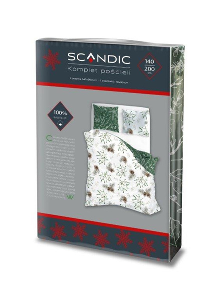 Komplet Pościeli 140x200+70x90 Scandic 083 Jemioła Szyszki