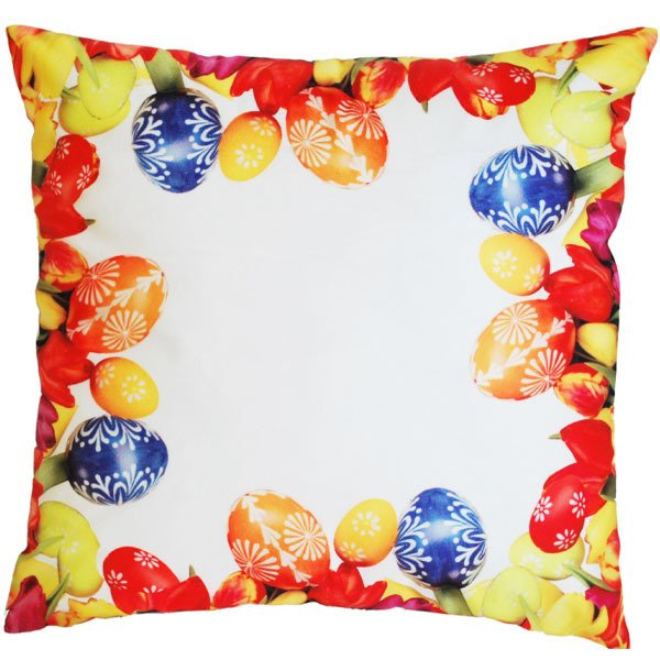 Poszewka Poliestrowa Wielkanoc Tulipany i Pisanki 45x45 cm