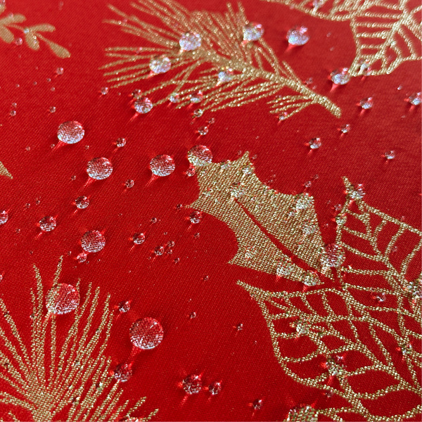 Dwustronny Obrus Plamoodporny Świąteczny Czerwony Złota Gwiazda Betlejemska Z-2888 Okrągły