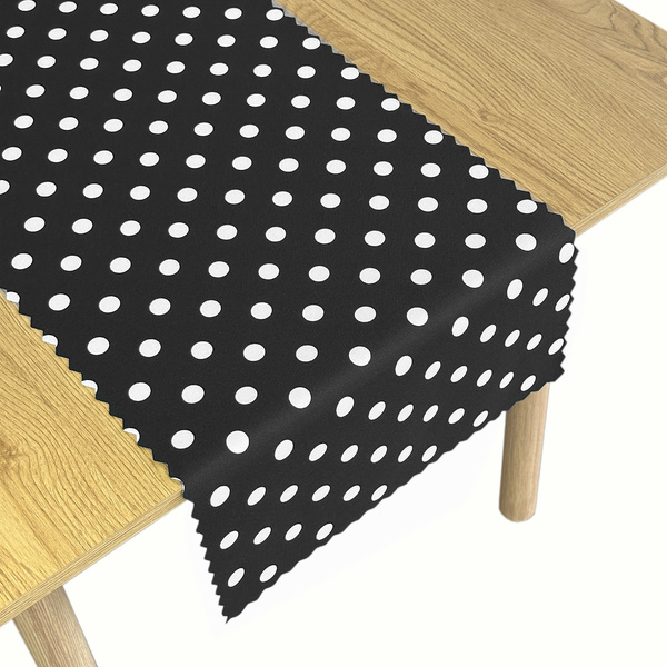 Bieżnik Plamoodporny Druk Kropki Czarny