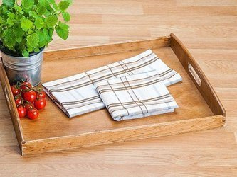 Bawełniane Ścierki Kuchenne Adela Biało - Brązowe 45x65 cm