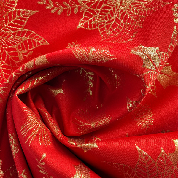 Obrus Plamoodporny Świąteczny Czerwony Złota Gwiazda Betlejemska Z-2888