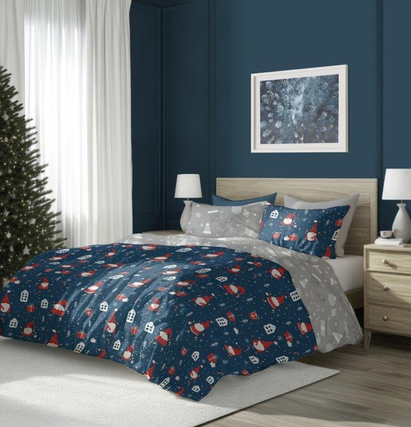 Komplet Pościeli 220x200+ 2x70x80 Scandic 081 Mikołaje