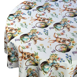 Obrus Plamoodporny Druk Wielkanoc Okrągły Rabbit Fun