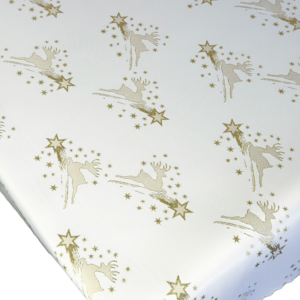 Dwustronny Obrus Plamoodporny Świąteczny Renifer Złoty