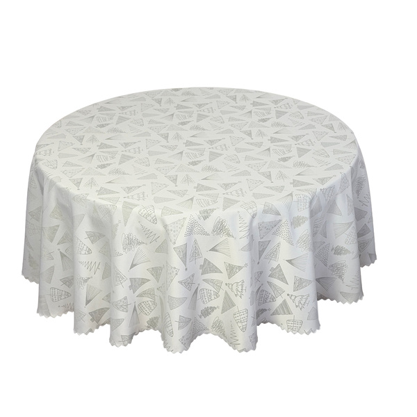 Obrus Plamoodporny Boże Narodzenie Szary Choinki Z-3206 Okrągły