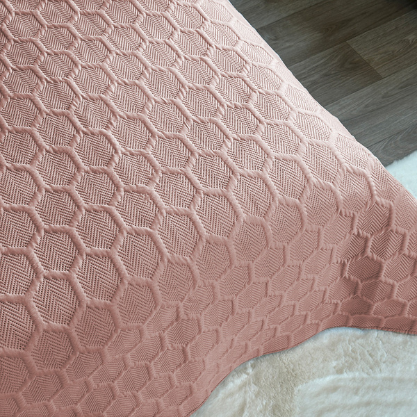 Dwustronna Narzuta Parla 3D Pudrowy Róż 180x220 Bez Poszewek