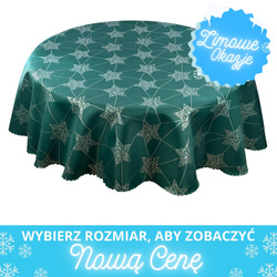 Dwustronny Obrus Plamoodporny Zielony Srebrne Gwiazdy